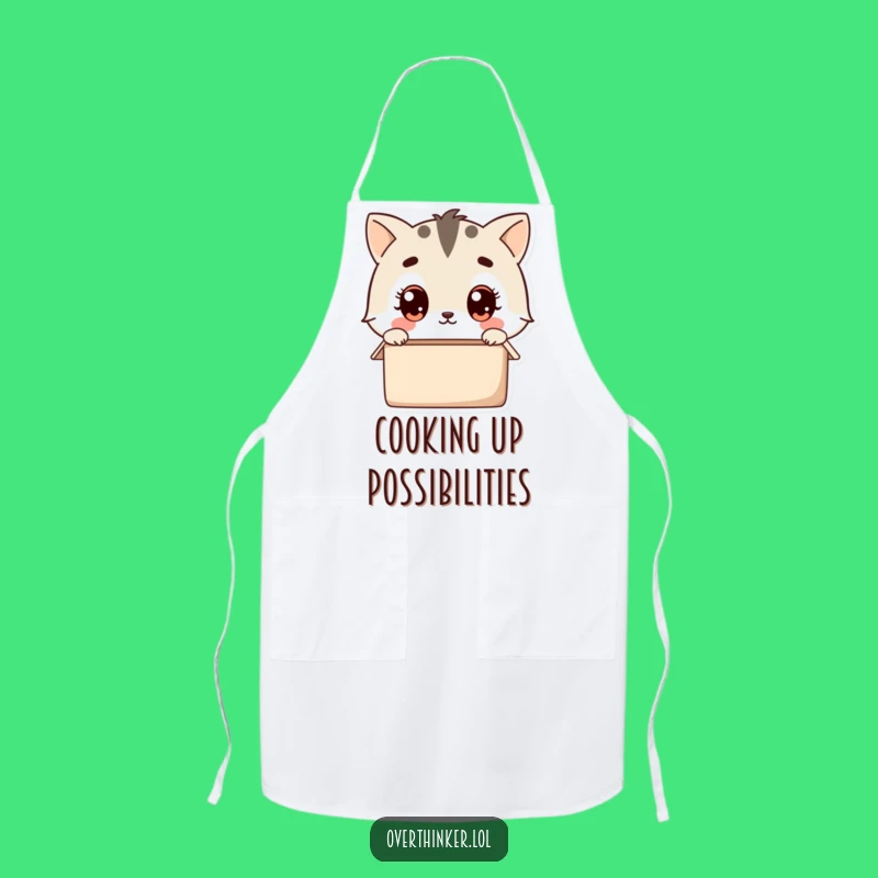 Funny Empty Box Pondering Kawaii Apron: Cute Animal Chef, Perfect Kitchen Funny Gift