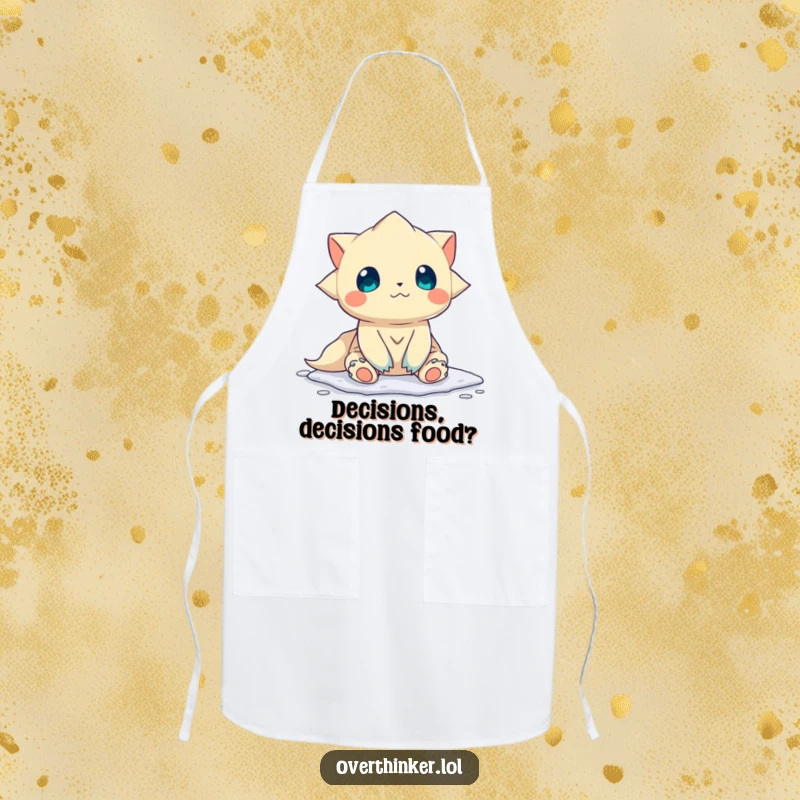 Funny Apron: A funny creature is frozen, undecided about which way to go, adding humor to kitchen tasks.