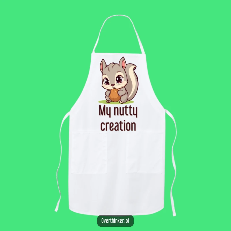 Funny Kawaii Squirrel Apron: Exaggerated Eyes, Nut Focus, Humorous Cooking Gift