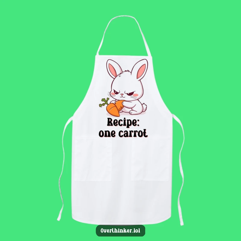 Funny Rabbit Carrot Duty Apron - Humorous Rabbit Chef Gift for Focused Cooks