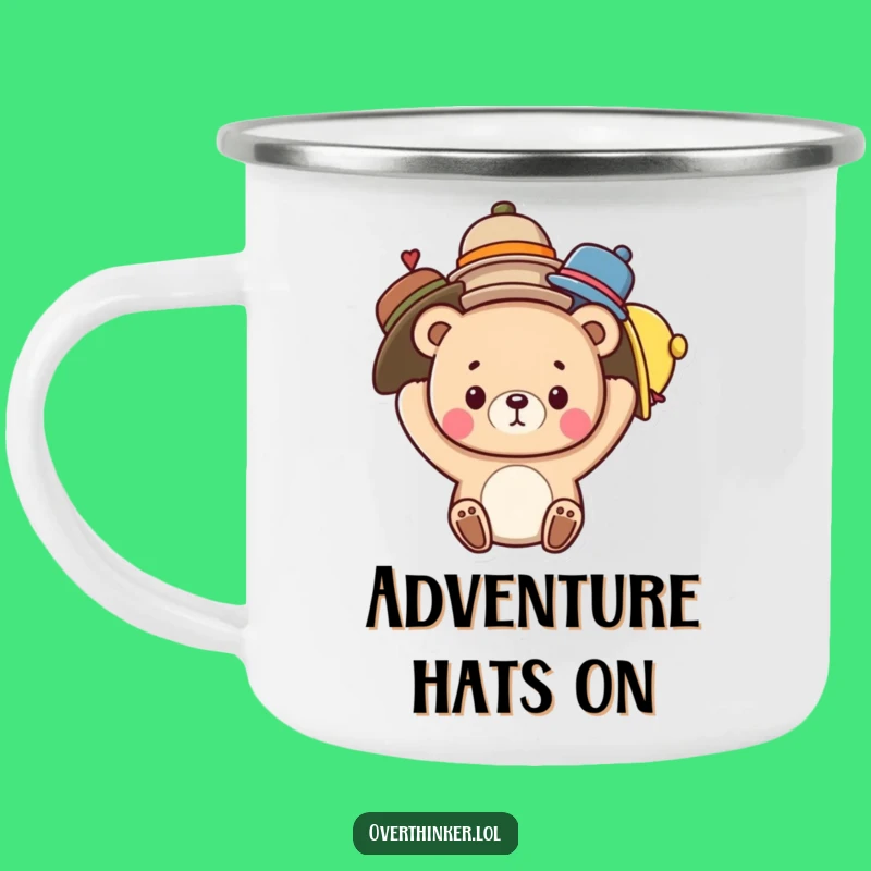 Adventure Funny Bear Balancing Hats Camping Mug - Cute Outdoor Gift