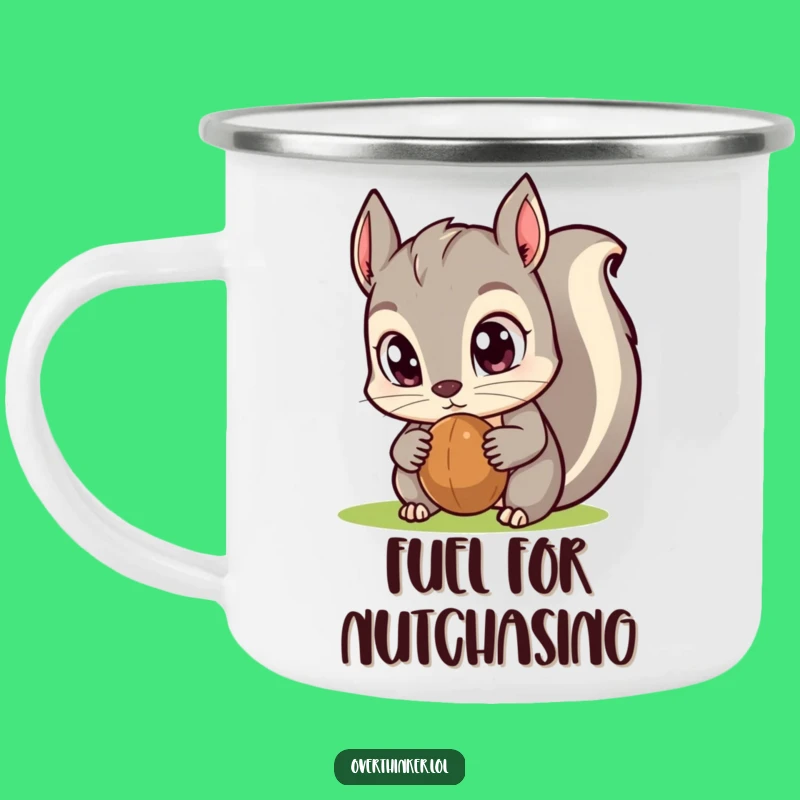 Funny Kawaii Squirrel Camping Mug: Intense Nut Stare, Humorous Outdoor Gift