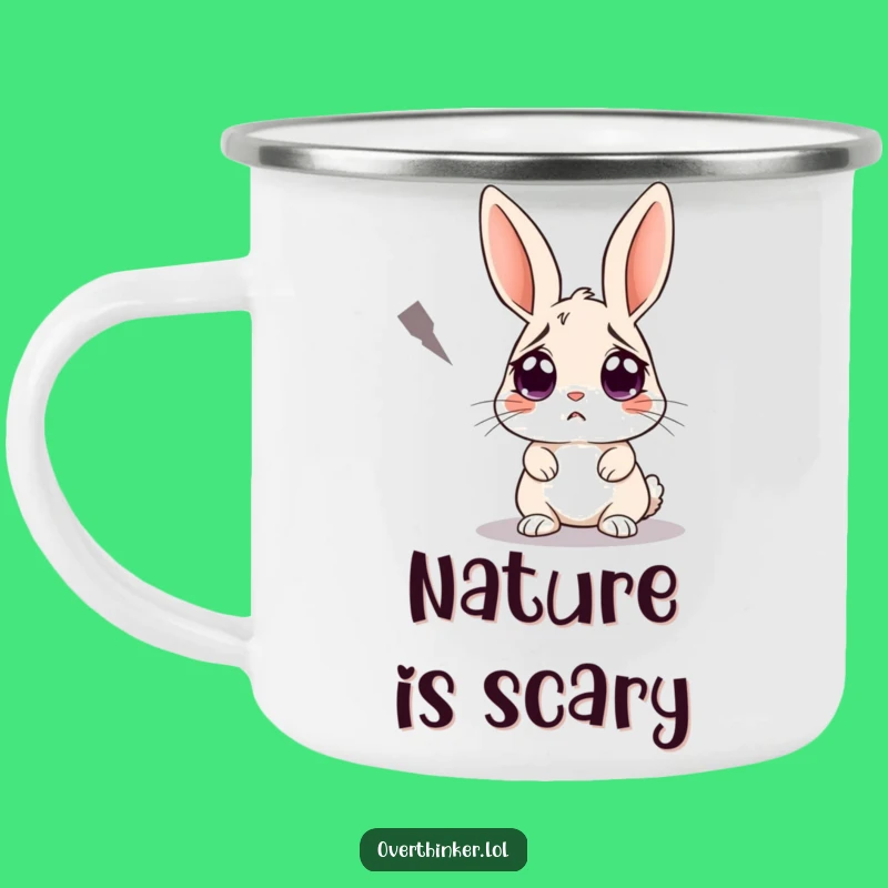 Funny Rabbit Shadow Camping Mug: Scared Bunny's Brew, Outdoor Humor Gift