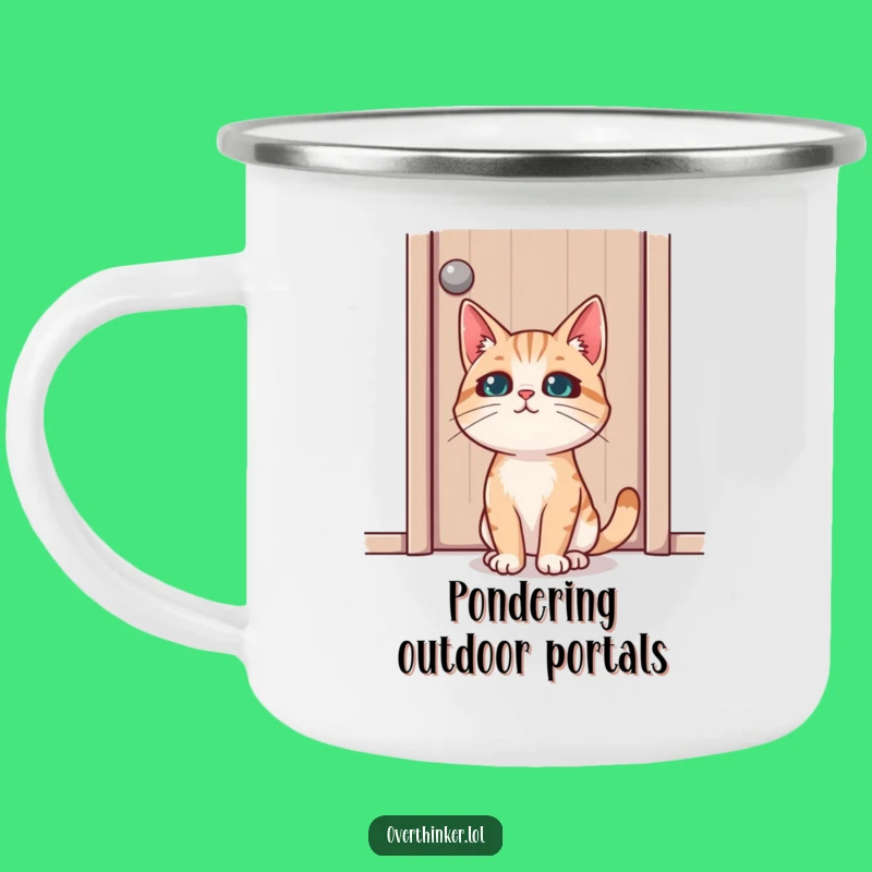Funny Cat Door Mug: Feline Focus, Durable Mystery Companion