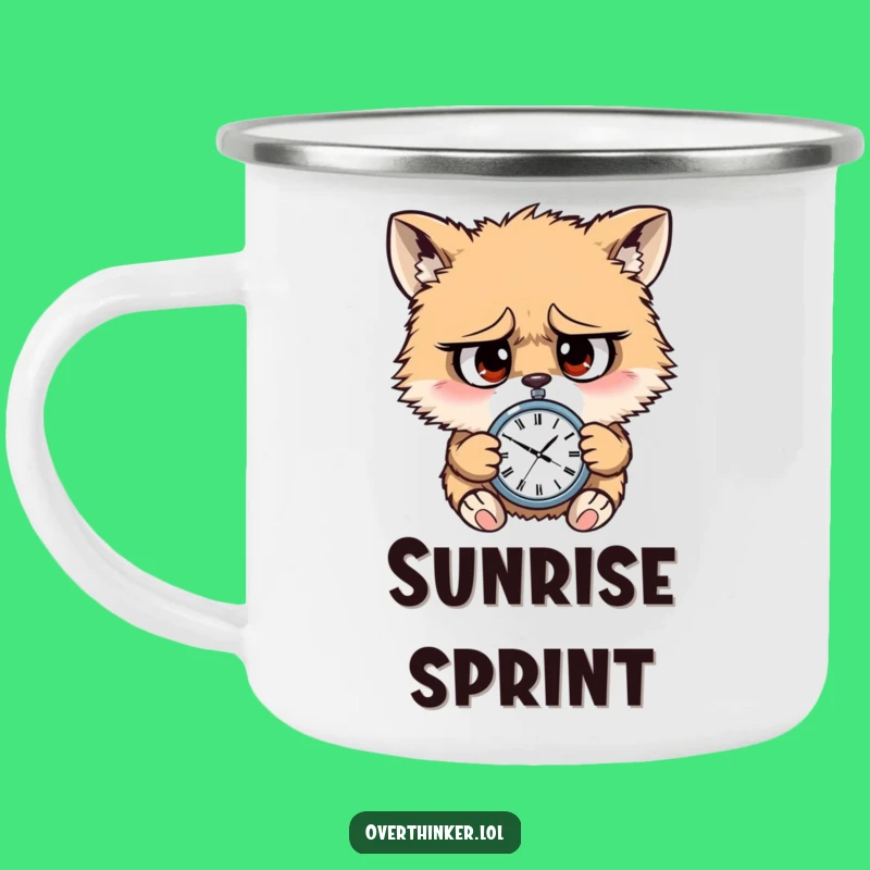 Funny Worried Animal Camping Mug: Late Again Outdoor Gift