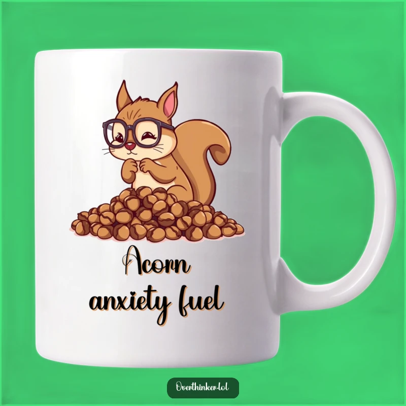 Funny Overthinking Squirrel Mug: Acorn Counting Character, Perfect Funny Gift for Anxious Minds