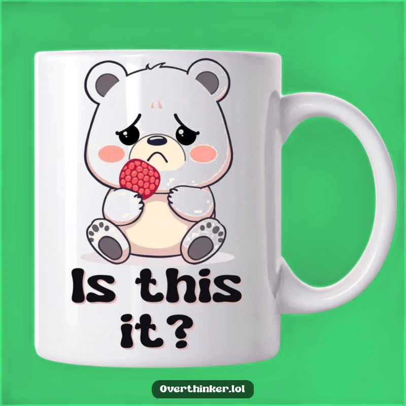 Funny Grumpy Bear Berry Mug - Disappointed Minimalist Coffee Cup for a Funny Gift