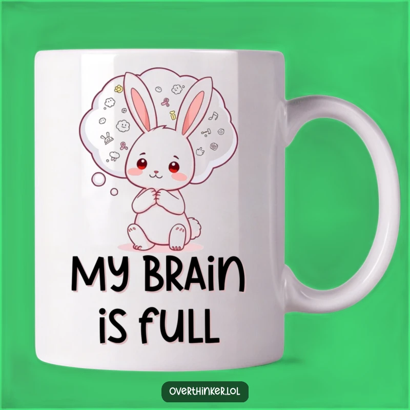 Funny Kawaii Rabbit Mug: Worry Bubble Thoughts, Perfect Humorous Gift for Anxious Souls