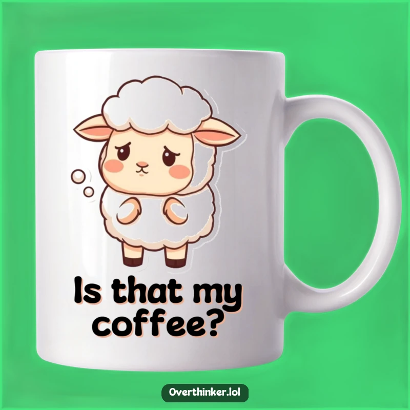 Funny Sheep Cloud Mug: Pondering Puzzling Shapes with Humor!