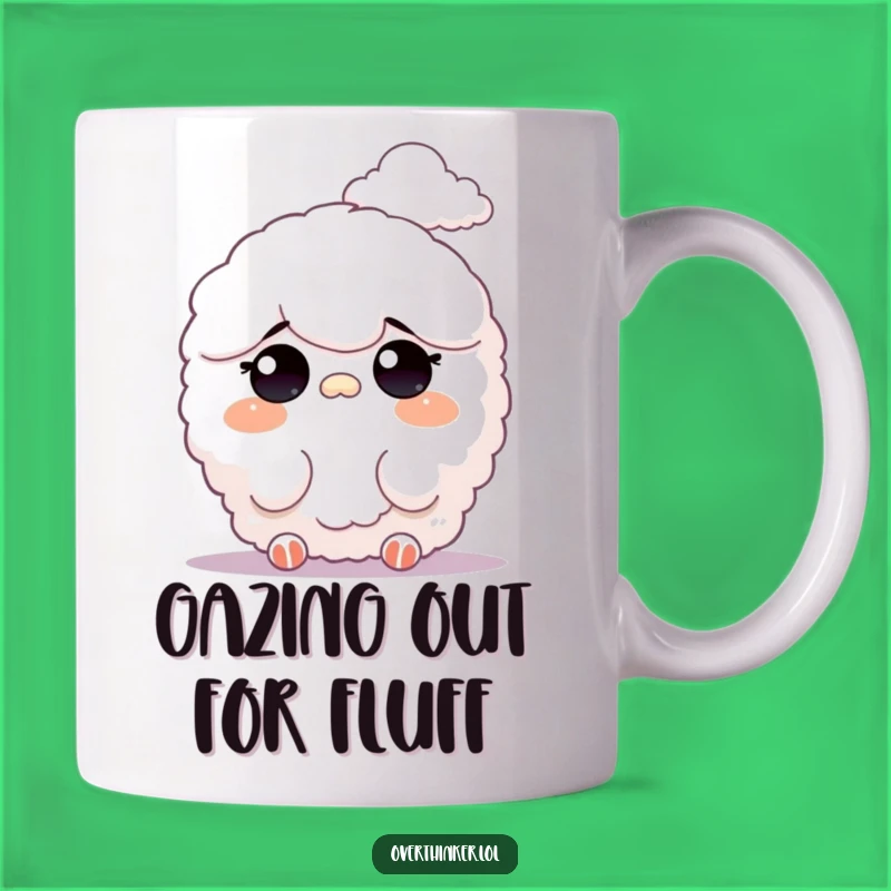 Funny Cloud Gazing Mug: Fluffy Character's Wonder, Dreamy Observation Funny Gift!