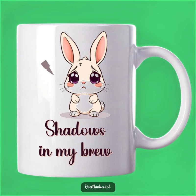 Funny Rabbit Shadow Mug: Worried Bunny's Fear, Hilarious Animal Lover Gift