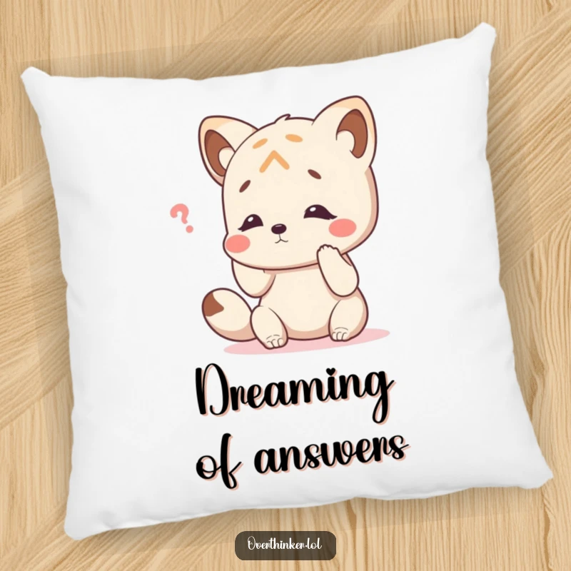 Funny pillow featuring an animal character comically tapping its head, adding whimsical comfort and a touch of humor.