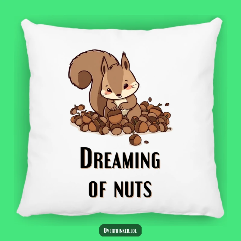 Funny Squirrel Acorn Stash Pillow - Cozy Squirrel Gift for Prepared Comfort