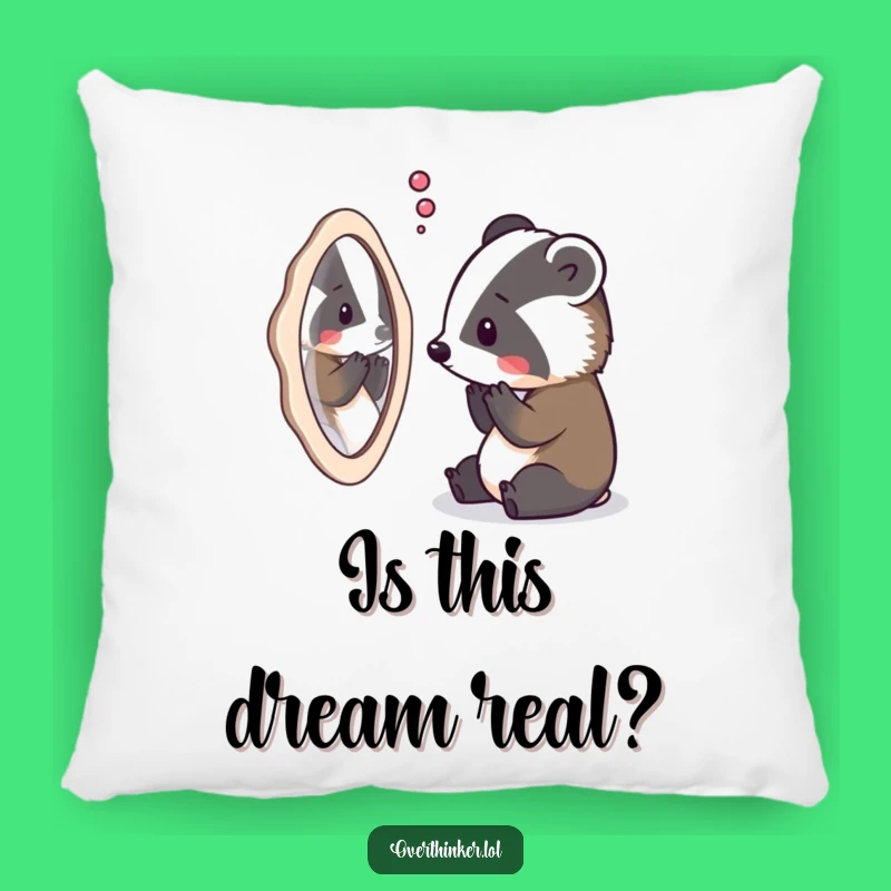 Funny Badger Pillow: Comfy Decor for Overthinking Minds