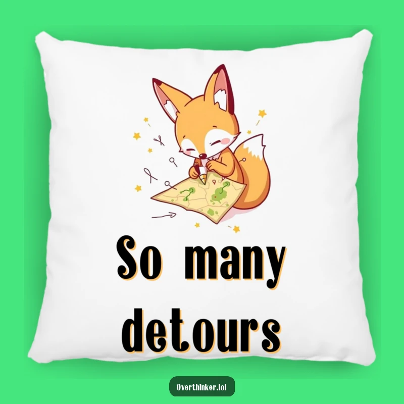 Funny Fox Pillow, Cozy Comfort with a Humorous, Lost-in-Thought Design