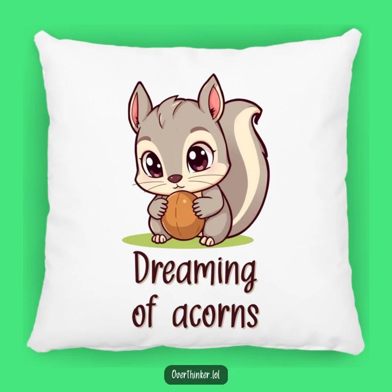 Funny Kawaii Squirrel Pillow: Exaggerated Eyes, Nut Obsession, Cozy Humorous Gift