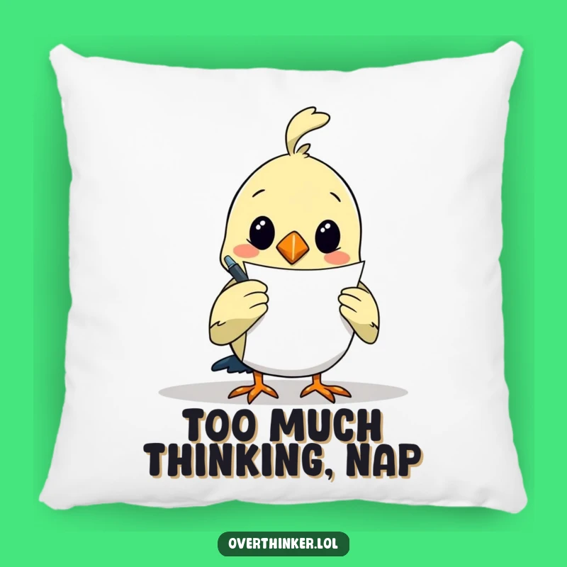 Funny Overthinking Bird Pillow: Comfy Decor for Creative Minds