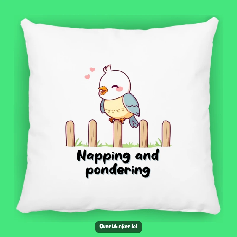 Funny Bird Pondering Pillow: Cozy and Comical Cushion for Thinkers