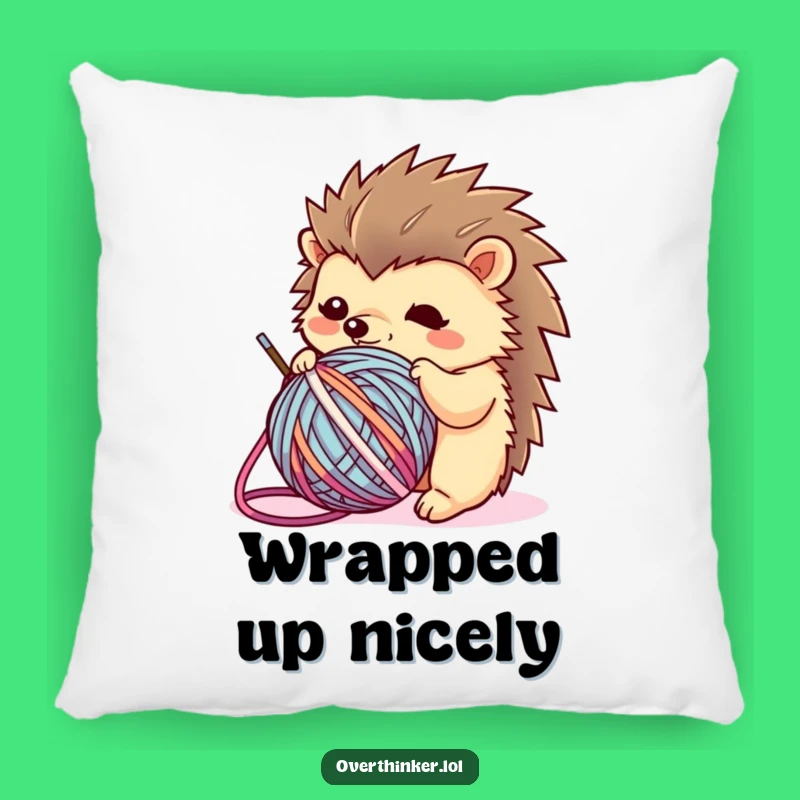 Funny Kawaii Hedgehog Pillow: Yarn Tangle Comfort, Cozy Humorous Gift