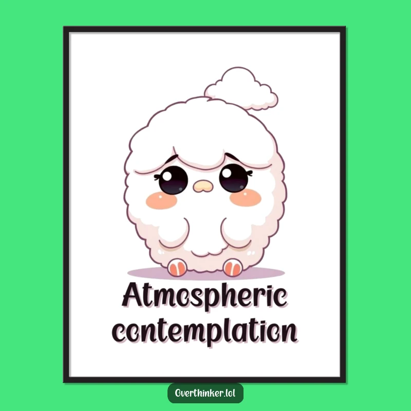 Funny Digital Art: Fluffy Cloud Watcher Print, Dreamy Sky Art, Charming Funny Gift!