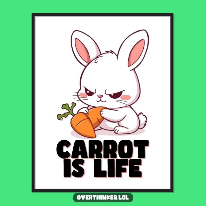 Funny Rabbit Carrot Focus Digital Art - Printable Rabbit Decor Gift for Focused Spaces