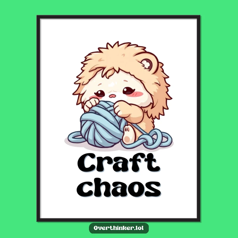 Funny Yarn Creature Digital Art: Crafting Whimsy Wall Gift