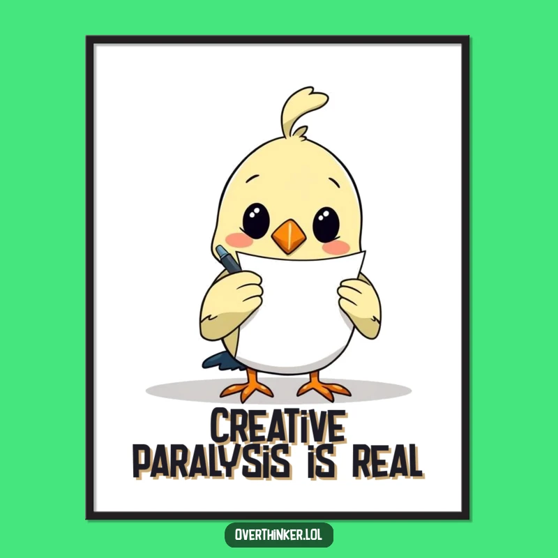 Funny Bird Digital Art: Overthinking Bird's Creative Spark for Your Walls