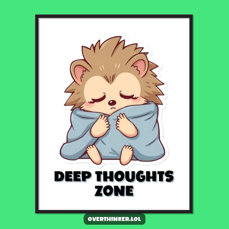Funny Hedgehog Blanket Digital Art: Frame Your Anxieties Hilariously!