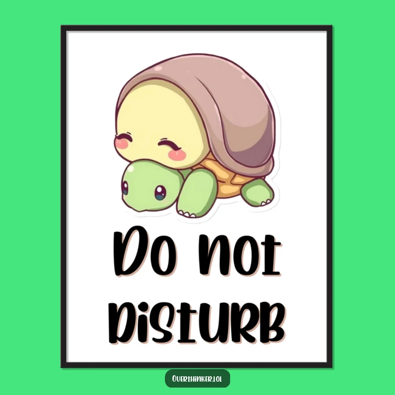 Funny Shy Turtle Digital Art - Instant Introvert Humor Download for a Funny Gift