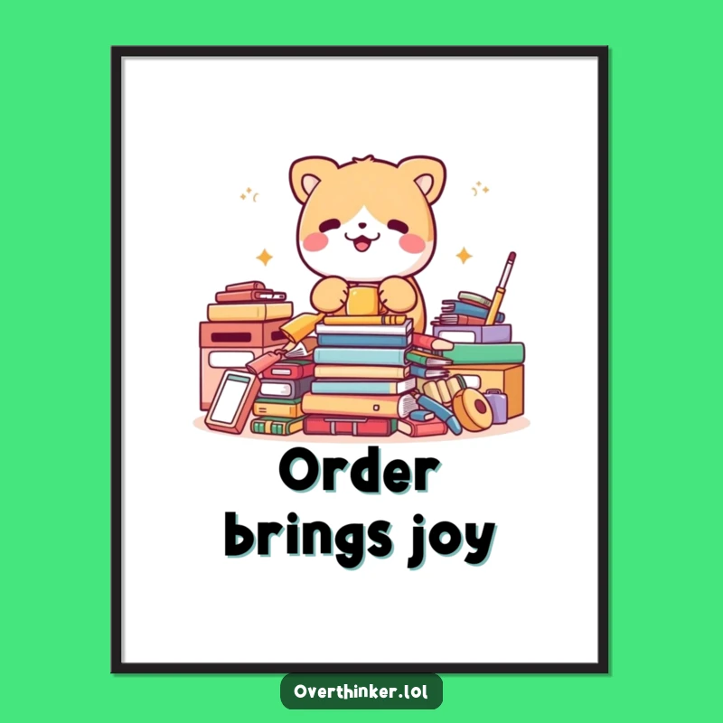 Funny Digital Print: Neat Animal Organizes, Instant Funny Gift Decor