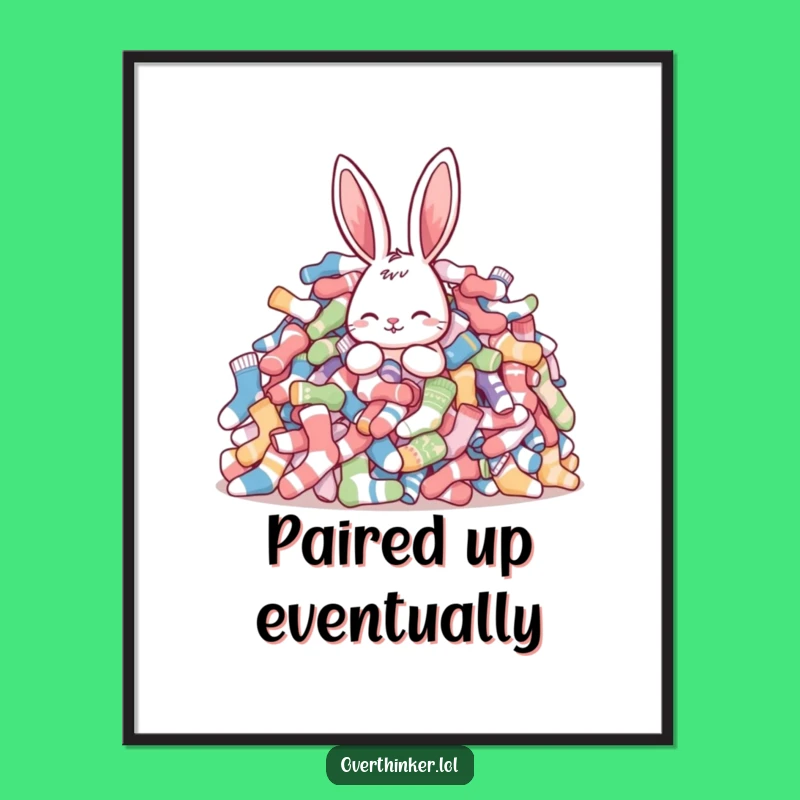 Funny Rabbit Sock Art Print: Hilarious Digital Decor for Your Space