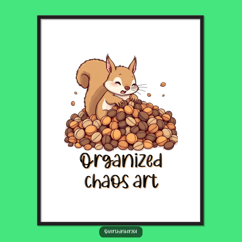 Funny Squirrel Digital Print: Cute Rodent's Nut Organization Art, Instant Gift