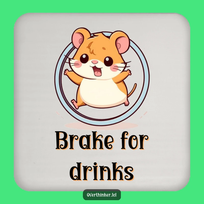 Funny Kawaii Hamster Wheel Drink Coaster - Protect Surfaces with Humor