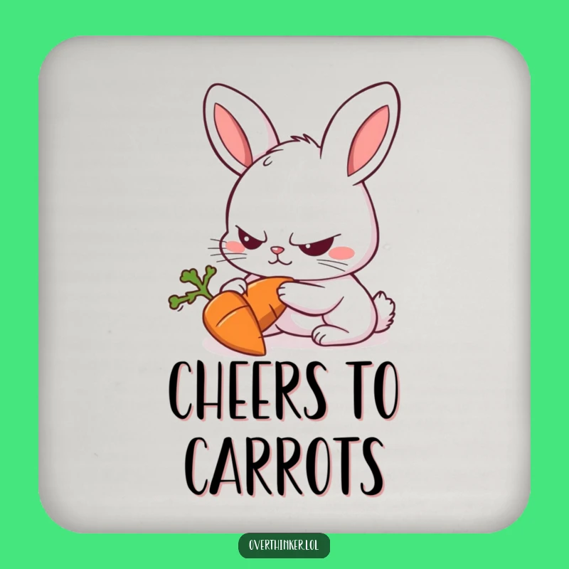 Funny Rabbit Carrot Focus Coaster - Humorous Rabbit Gift for Determined Drinks