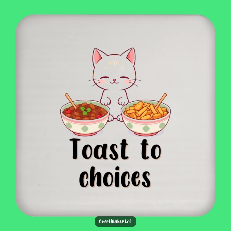 Funny Kawaii Cat Food Drink Coaster - Protect Surfaces with Humor