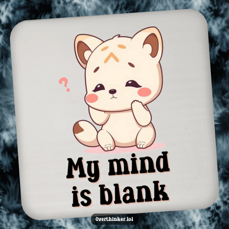 Funny drink coasters illustrating an animal character humorously tapping its head, symbolizing a relatable moment of trying to remember.