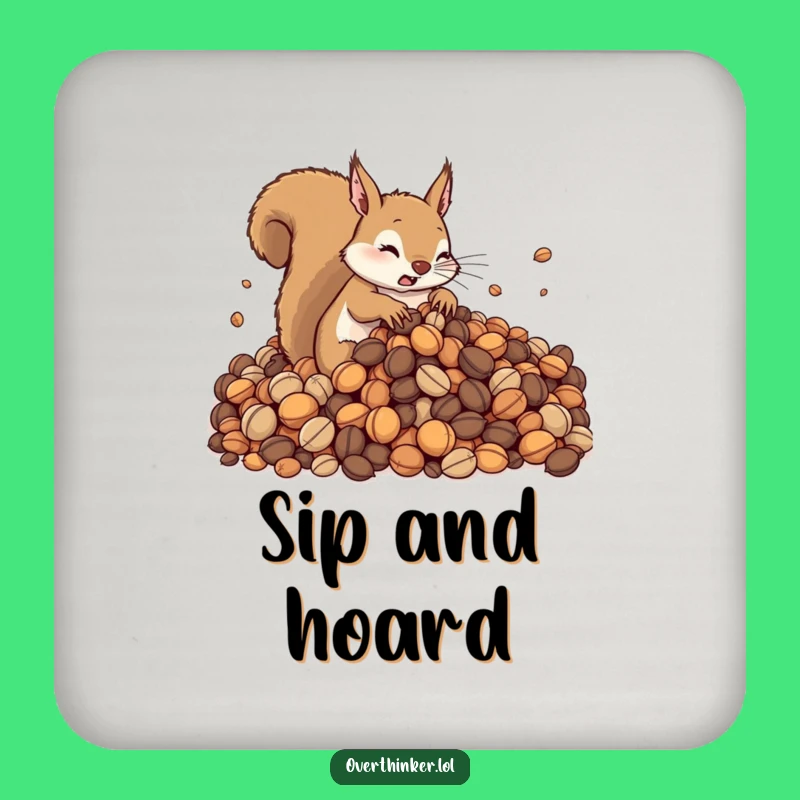 Funny Squirrel Coaster: Cute Rodent's Nut Protection, Novelty Bar Gift