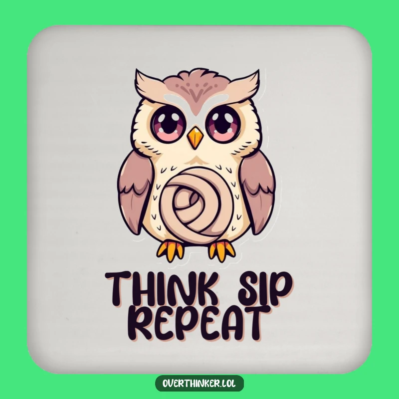 Funny Owl Deep Thought Coaster - Humorous Owl Gift to Protect Your Surfaces