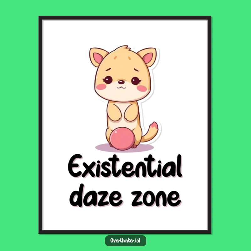 Funny Kawaii Animal Confusion Poster - Dazed Wall Art Gift