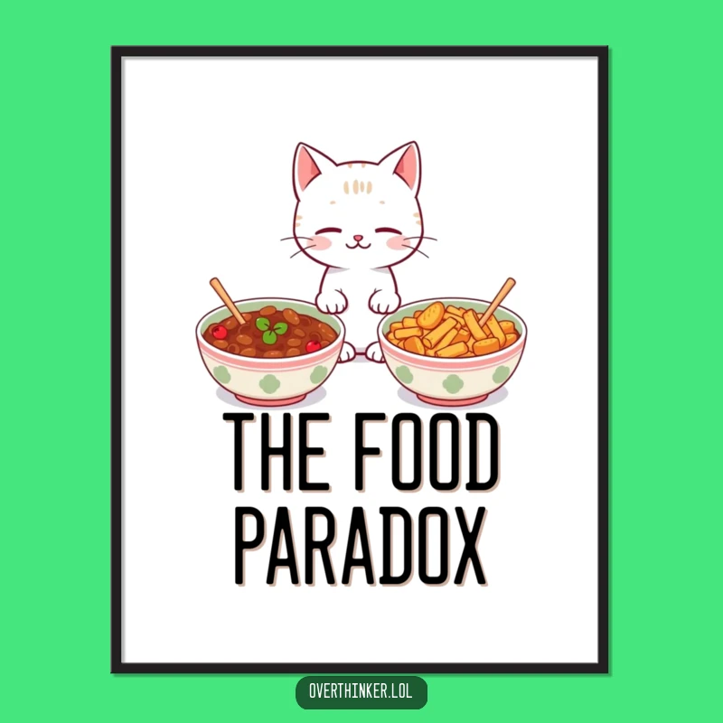 Funny Kawaii Cat Food Poster - Indecisive Art and Funny Gift