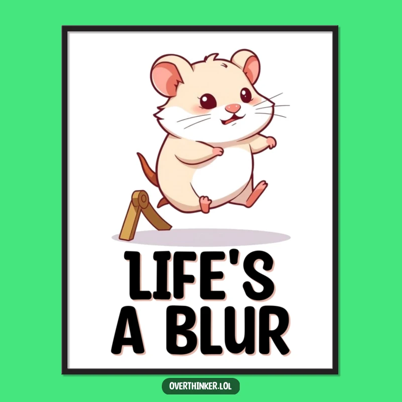 Funny Hamster Poster: Thoughtful Wheel Runner, Contemplative Art Print