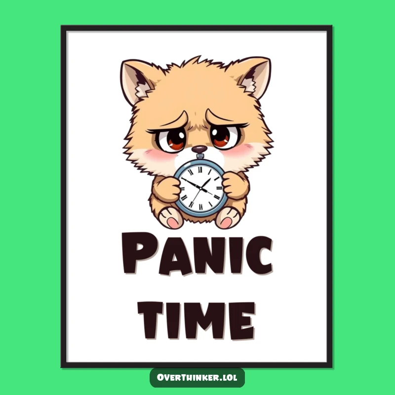 Funny Worried Animal Watch Poster: Time Crunch Art Gift