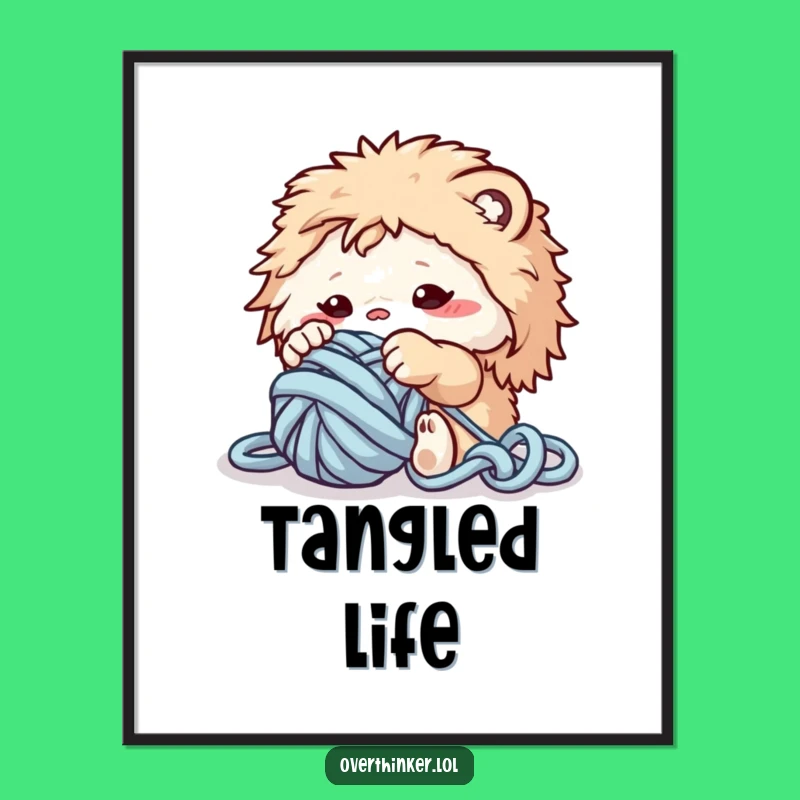 Funny Yarn Creature Poster: Crafting Whimsy Art Gift