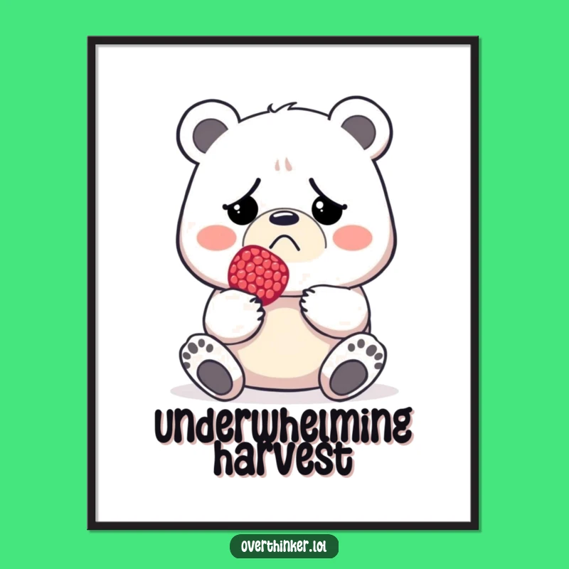 Funny Grumpy Bear Berry Poster - Minimalist Wall Art for a Funny Gift
