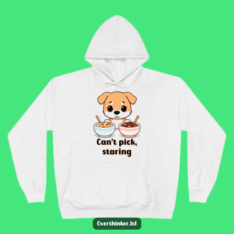 Funny Dog Indecision Hoodie: Cozy and Comical Sweatshirt for Foodie Pups