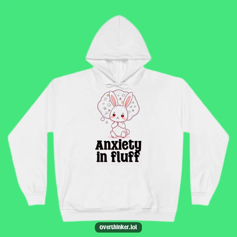 Funny Kawaii Rabbit Hoodie: Worry Bubble, Cozy Humorous Gift for Overthinkers