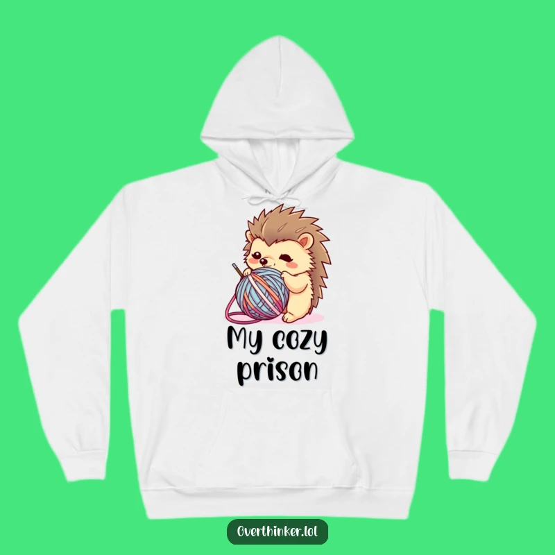 Funny Kawaii Hedgehog Hoodie: Yarn Trouble, Cozy Humorous Gift for Crafters