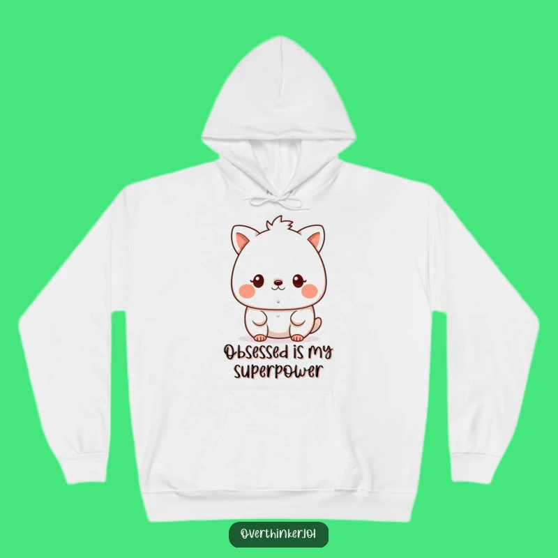 Funny Intense Focus Kawaii Hoodie: Cozy Cute Animal Contemplation, Perfect Warm Funny Gift
