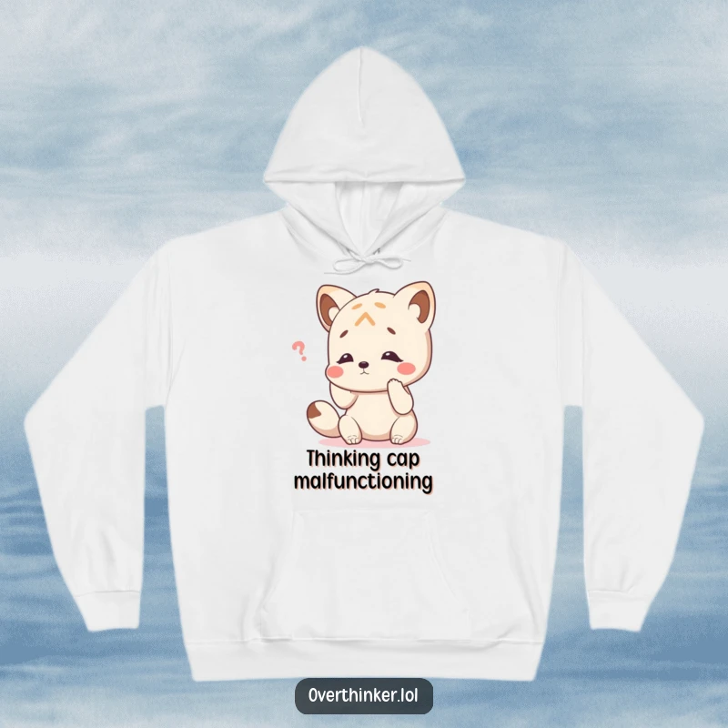 Funny hoodie illustration of an animal character humorously tapping its head, symbolizing a struggle to recall information.