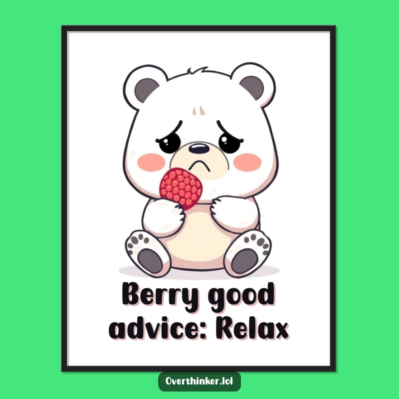 Free Printable Wall Art: Funny Tiny Berry Grump Bear Humorous Download